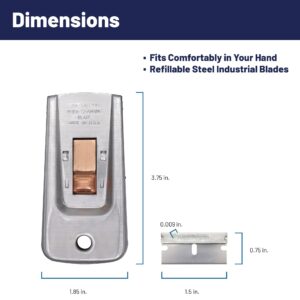 Retractable Razor Blade Scraper Tool with 5 Single Edge Blades - Removes Debris, Stickers, Decals, Paint, Glue - Glass Stove Top Scraper - Entrust Pro - Made in USA