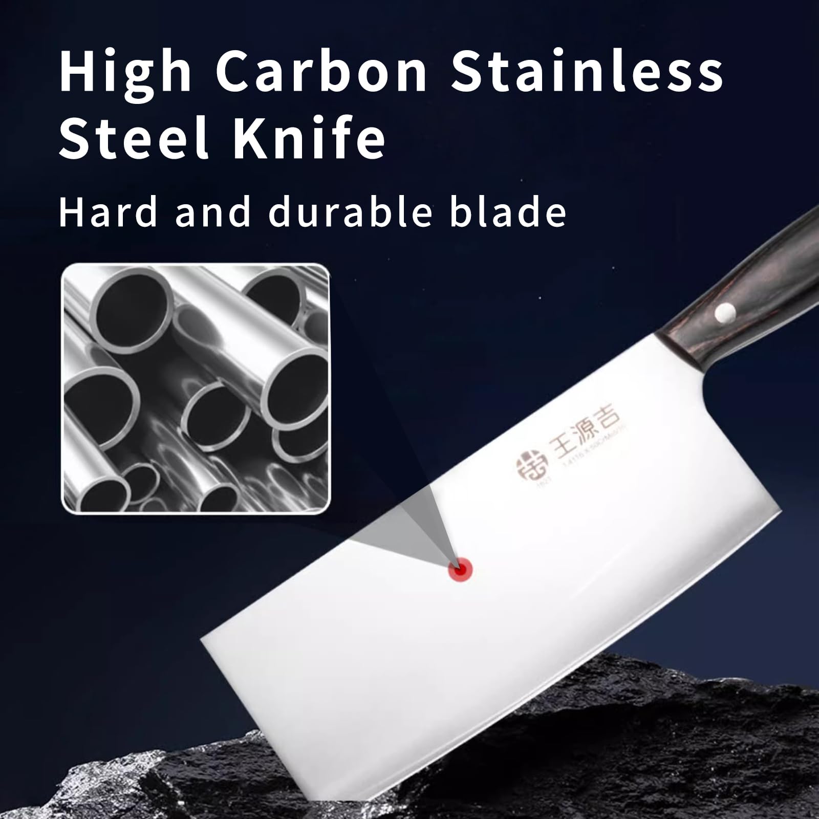 WANGYUANJI Kitchen Knife,High Carbon Stainless Steel Knife for Vegetable and Meat Cutting with Wood Handle,Avoid Cutting Bones,Suitable for Home Kitchen and Restaurant