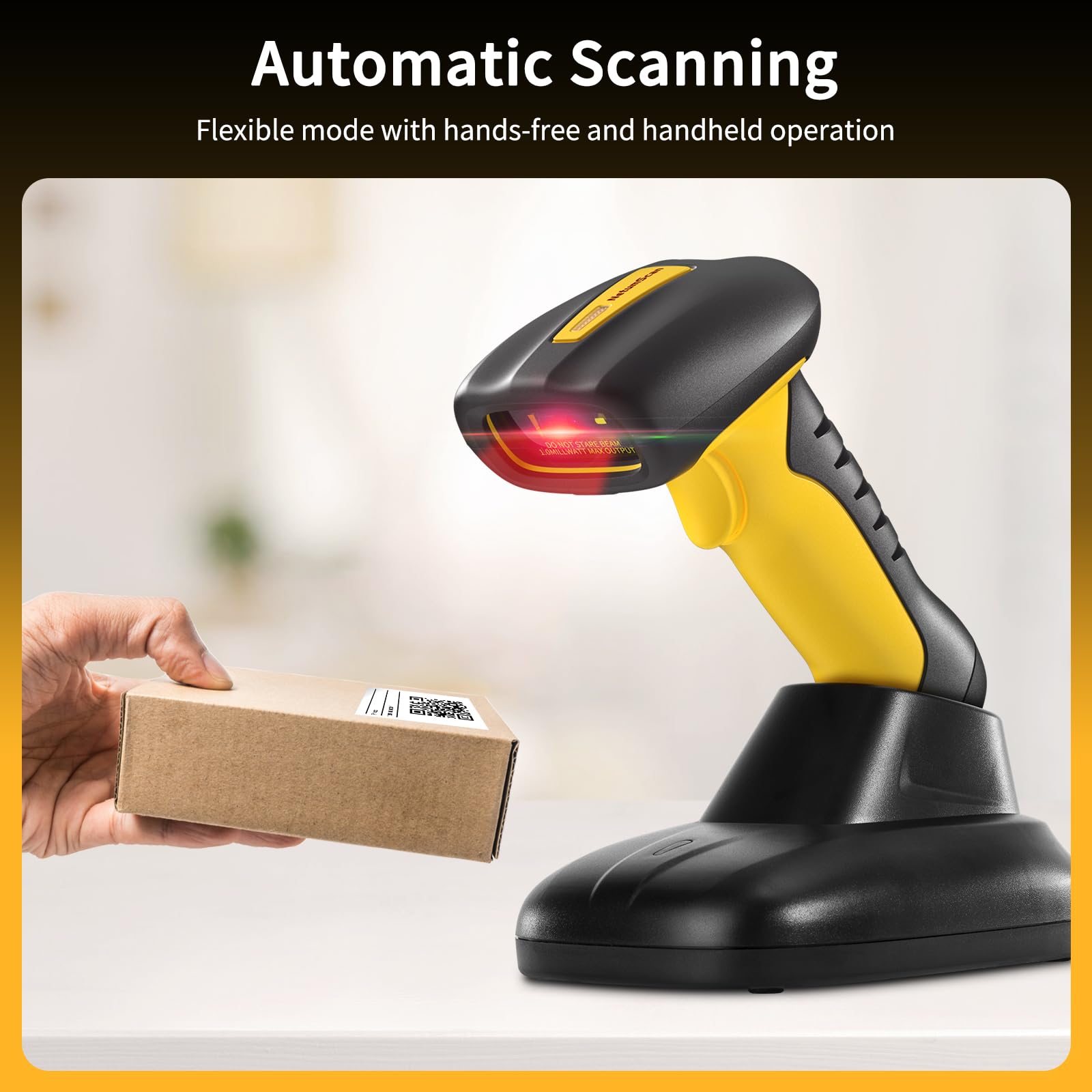 NetumScan Upgraded Industrial Bluetooth QR Barcode Scanner, IP67 Waterproof & 7M Drop Proof, 2600mAh Wireless 1D 2D Bar Code Scanner with Charging Stand for Store, POS, Computer, iPhone, Android