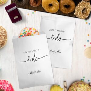 tyndallrays 48pcs donut mind if i do wedding favor bags,donut favor goody snack treat grease resistant bags for engagement wedding bridal shower party decorations supplies