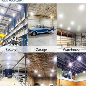 TUHPIBK Super Bright UFO LED High Bay Light 150W, 22500LM High Bay LED Lighting, 5000K Commercial Lights, UL US Plug 5' Cable, Alternative to 600W MH/HPS for Warehouse Shop Garage Barn Factory, IP65