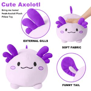 PEACH CAT Kawaii Axolotl Plush Pillow Cute Soft Axolotl Stuffed Animal for Kids Purple 11.8"