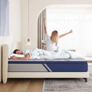 Avenco Mattress Queen, 12 Inch Queen Mattress Hybrid, Medium Firm Queen Mattress in a Box for Pressure Relief and Sound Sleep, Wrapped Coils and CertiPUR-US Foam, Soft Breathable Fabric