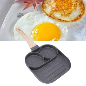 Breakfast Cooking Pan Egg Frying 2 Round Cup 3 Section Stick Proof With Wooden Handle For Induction Gas Stove Home