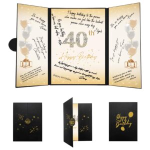 crenics 40th birthday decorations black and gold, creative 40th birthday guest book alternative, 40th birthday signature book 18 x 12 inch, great 40th birthday gifts for men or women