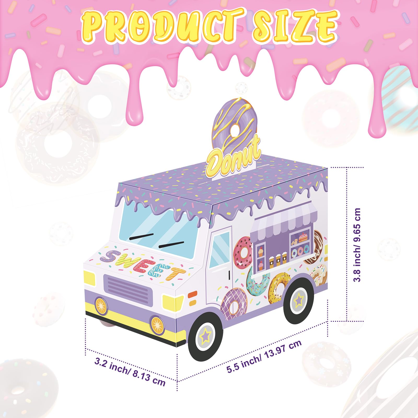 Seajan 24 Pieces Sweet Donut Party Favor Boxes Truck Treat Boxes Grow up Donut Gift Goodies Boxes for Doughnut Themed Baby Shower Kids Birthday Party Table Decorations Supplies