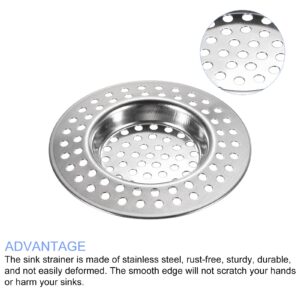 METALLIXITY Kitchen Bathroom Sink Strainer(2.95" x 0.3"), Bathtub Hair Catcher Stainless Steel Sink Drain Strainer for Bathroom, Lavatory, Balcony, Silver Tone