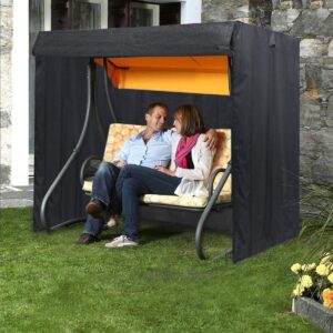 Patio Swing Cover A-Frame Swing Covers Waterproof 3 Seat UV Resistant Weather Protector for Outdoor Courtyard Patio Furniture 77x53x67inch Black