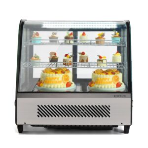 rovsun 3.7 cu.ft refrigerated display case commercial countertop refrigerator etl nsf certified, display refrigerator w/led automatic defrosting air-cooling rear sliding door for cafe restaurant