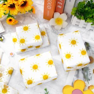 Whaline 100 Sheet Boho Sunshine Tissue Paper Yellow Sun Gift Wrapping Paper First Trip Around The Sun Theme DIY Craft Art Paper for Summer Holiday Party Birthday Decor Supplies, 13.8 x 19.7 Inch