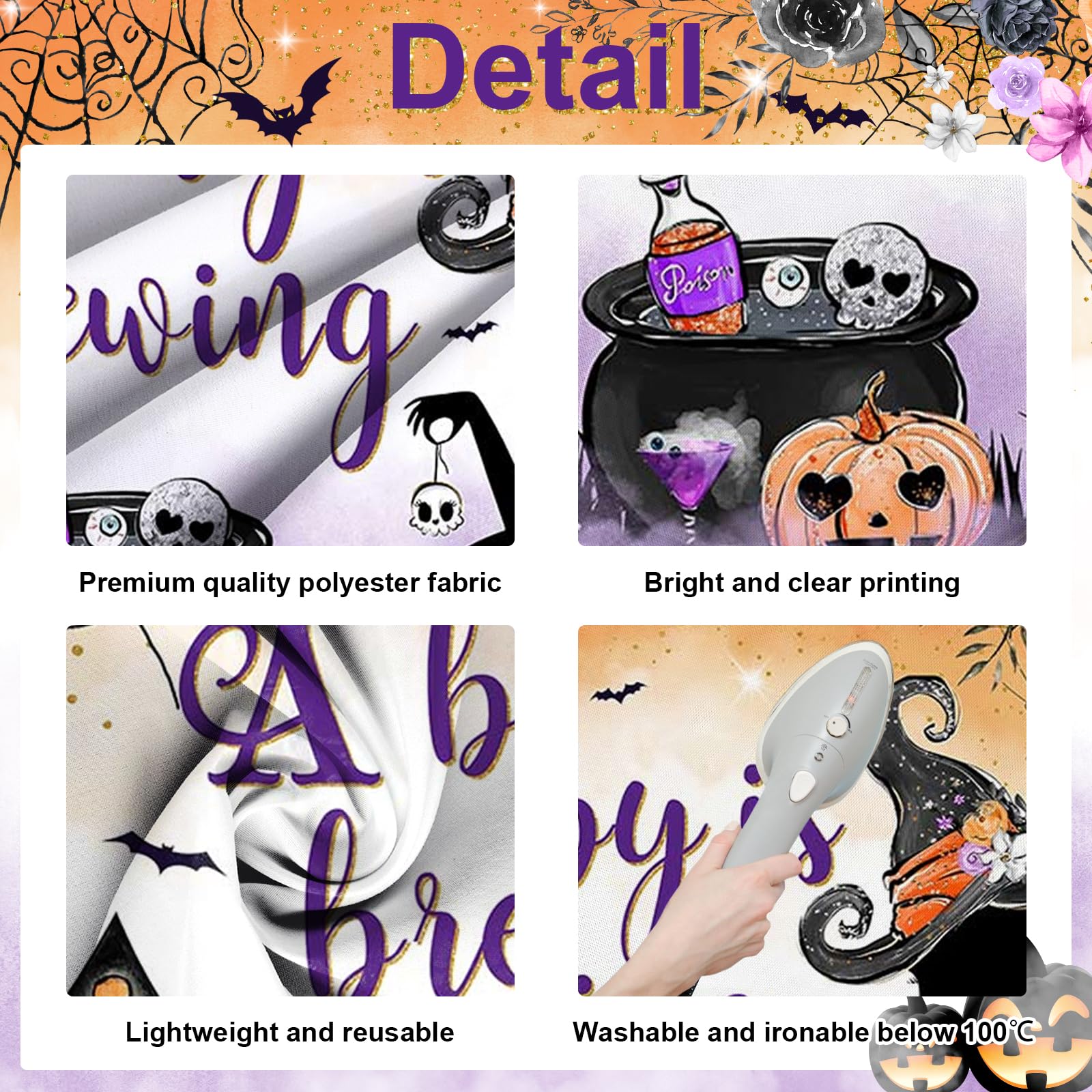 Avezano Halloween Baby Shower Backdrop Magic Witch Theme A Baby is Brewing Party Decorations Boy or Girl Gender Reveal Halloween Party Banner Supplies(7x5ft)