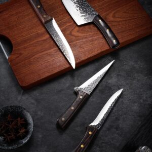 DRAGON RIOT Chef Butcher Knife Set for Meat Cutting with Roll Bag, 12 PCS Japanese Forged Chef Knives Set for Men and Women Gift for Men