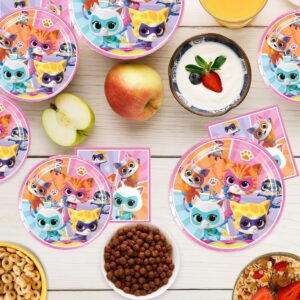 Super Kitties Party Supplies 40Pack include 20 plates, 20 napkins for the Super Kitties Birthday party Decoration