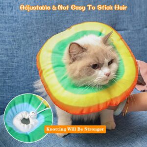 Yanmucy Cat Recovery Collar Adjustable Rainbow Cat Elizabethan Collar Soft Cat Cone After Surgery Protective Neck for Cat Cones to Stop Licking (M)