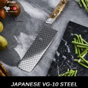 KYOKU 7" Nakiri Knife, Shogun Koi Series Vegetable Knife with Koi Scale Pattern, Japanese VG10 Stainless Steel Kitchen Knife with Sheath & Gift Box, Full Tang Professional Knife