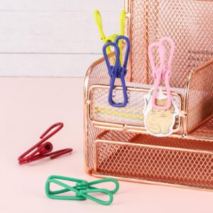 50pcs 2.2 Inches Colored Clothes Pins Waterproof Metal Chip Clips Steel Clip for Food Bag, Chips Bag, Paper