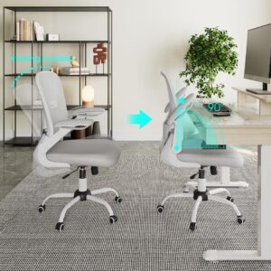 EUREKA ERGONOMIC Mesh Office Chair, Ergonomic Desk Chair with Adjustable Lumbar Support, Chair for Desk - Flip-Up Armrests, Breathable Computer Desk Chair with Wheels, Work Chair - BIFMA Passed(Gray)