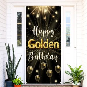 labakita happy golden birthday banner, golden birthday door banner, golden birthday sign, 5th 6th 21st 24th 25th 28th 30th 50th 60th birthday decor