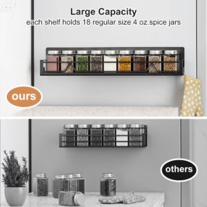 Mystozer 16.9 Inch Wide Large Capacity Magnetic Spice Rack for Refrigerator, 4 Pack Metal Fridge Shelf, Black