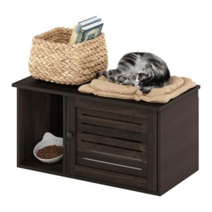 Furinno Peli Farmhouse Hidden Cat Litter Box with Divider, Ebony