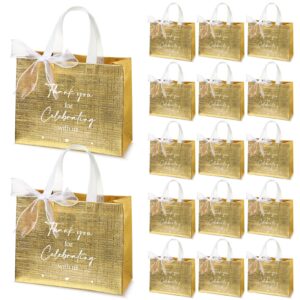 chengu 50 pcs thank you gift bags thank you for celebrating with us wedding gift bag welcome bag birthday glossy tote ribbon reusable bag for hotel guest bachelorette party bridal shower(gold)