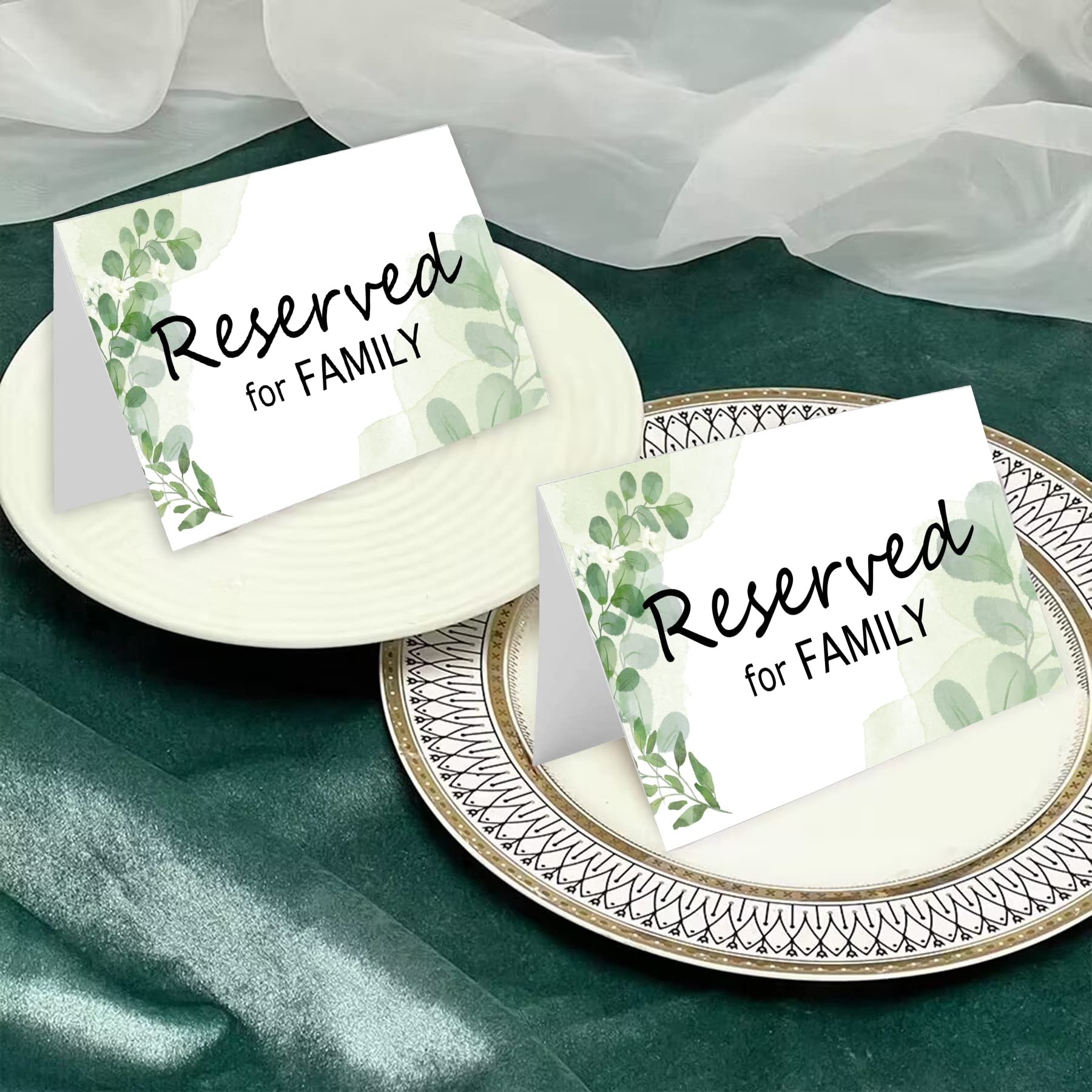 Reserved Signs for Wedding Reception Greenery Reserved Table Cards Tented Table Place Setting Cards Engagement Party,Rehearsal Dinner,Anniversary Party or Any Events 10 Pack (Color2)