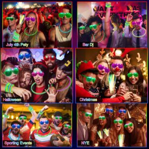 OLUPP 325PCS Glow in the Dark Party Supplies, Glow Sticks Glasses Favors, 300 PCS Glow Sticks and 25 PCS LED Glasses, Neon Party Favors for Glow Party, Wedding, Concert, Raves, Birthday, New Year