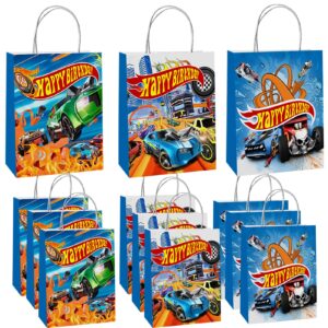 merihap 12pcs hot car happy birthday party decoration gift bags wheels wild wheels race car candy bags for birthday 3 styles party favors gift bags party game party supplies