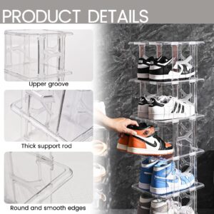 KALYLOC Shoe Storage for Closet, Plastic Vertical Shoe Organizer, Small Cubby Free Standing Shoe Shelves for Entryway Stackable Shoe Tower Space Saver (Clean 14 tier)