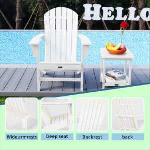 PIZATO Modern Adirondack Chair Wood Texture, 2.0 HDPE Material Weather Resistant Not Fade & Crack Composite Adirondack Chairs Fire Pit Chairs, White Imitation Wood Grain