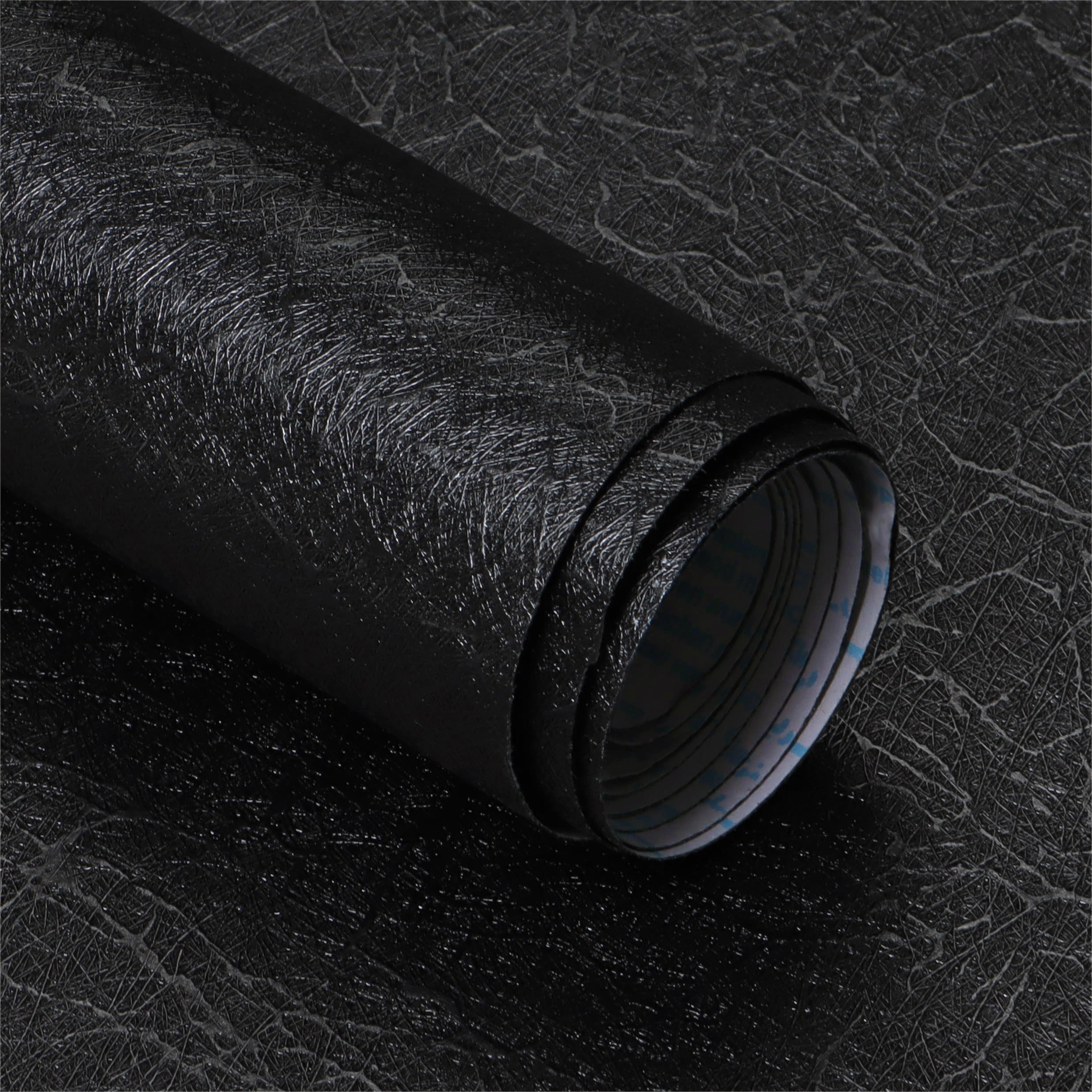 GloryTik Black Wallpaper Silk Peel and Stick Wallpaper Black Contact Paper 17.3"X78.7" Silk Textured Self Adhesive Removable Wallpaper Thicken Waterproof Wallpaper for Room Wall Cabinets Decoration