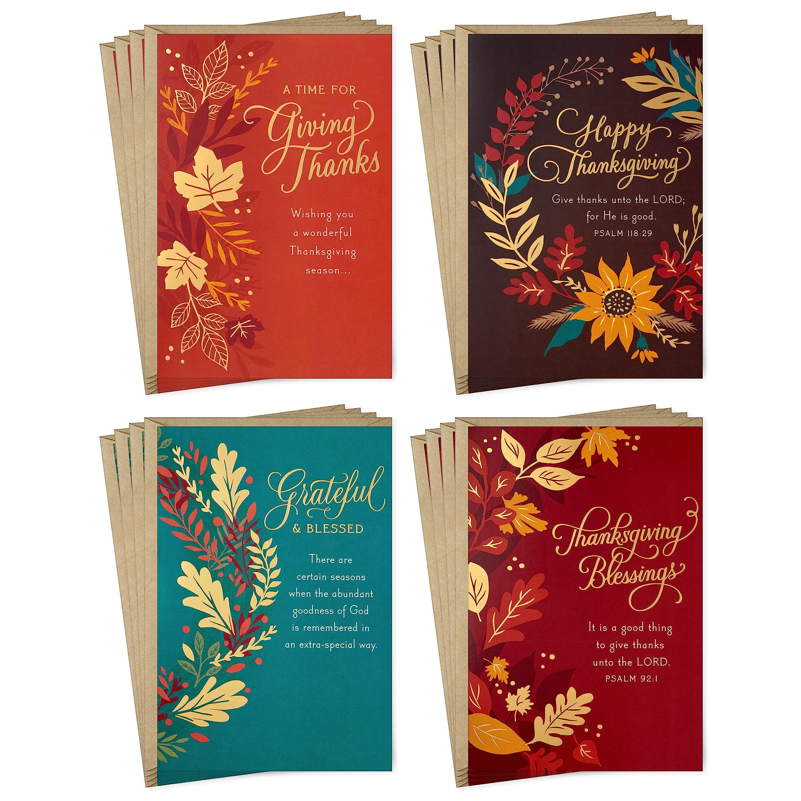 DaySpring Religious Thanksgiving Cards Assortment (16 Assorted Cards with Envelopes)