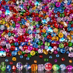 636pcs glass beads for jewelry making - colorful rainbow craft crystal beads with loose beads sparkly beads hole drilled diy for bracelets craft earrings marking