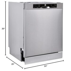 RCA RZ0842 Front Control-Built in FULLSIZE Dishwasher, 57 DBA, Stainless Steel, 24” WIDE, Stainless