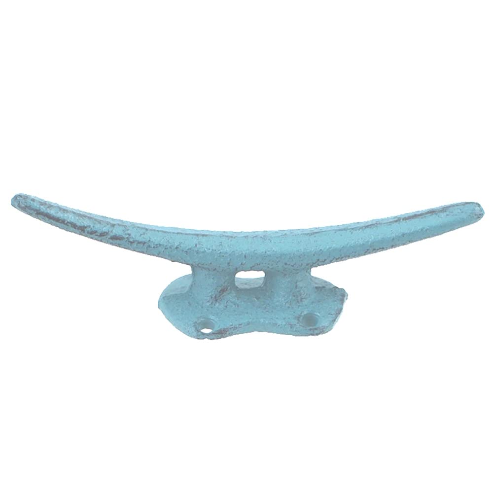 The Bridge Collection - Cast Iron Cleat Hook - Metal Indoor Outdoor Wall Hooks for Nautical, Lake House Decor - Towel, Coat, Key Hook (Light Blue)