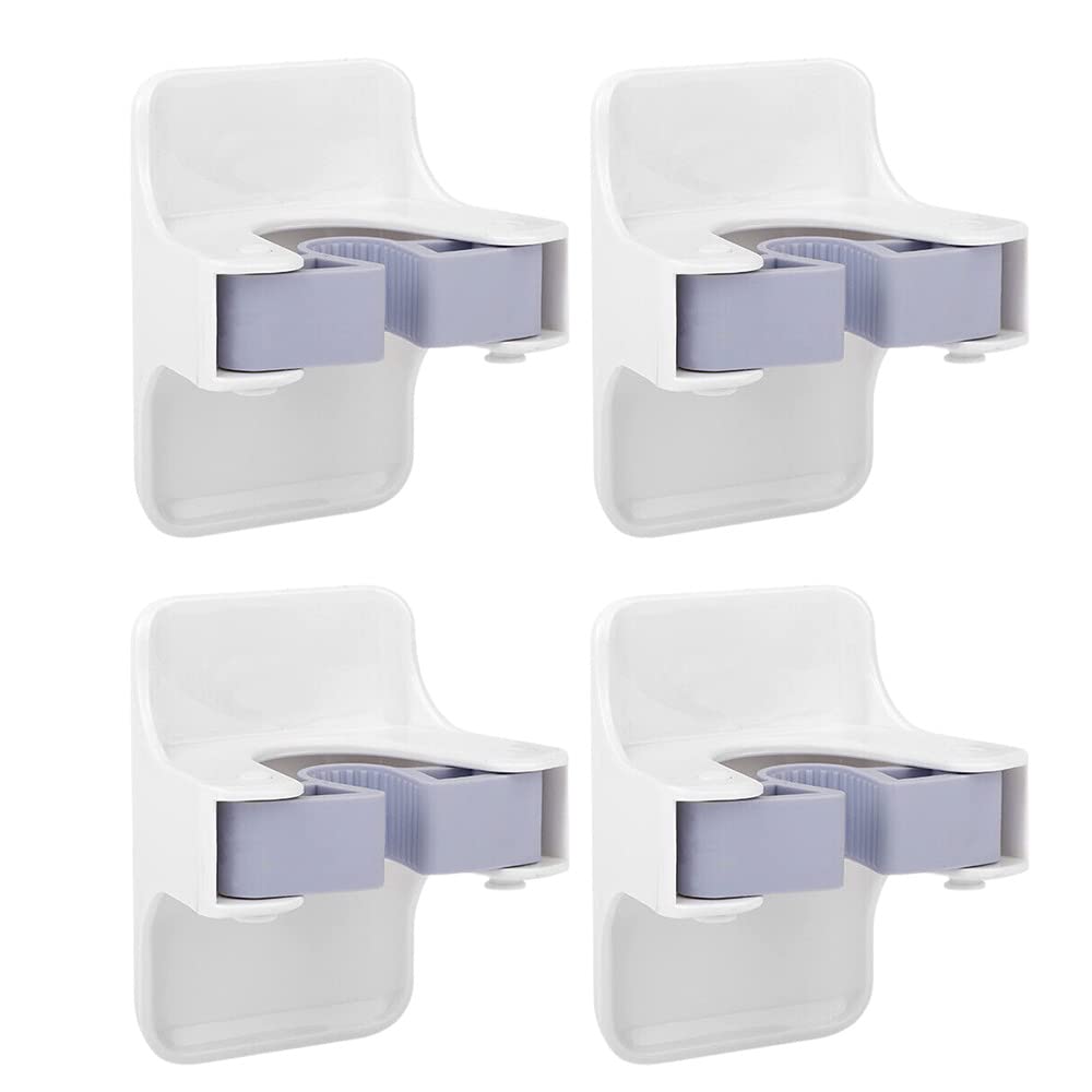 4 Pcs Broom Gripper Mop Racks Holders Wall Mount Self Adhesive Hanging Organizer, Free Punching Broom Folder, Suitable for Home Garage