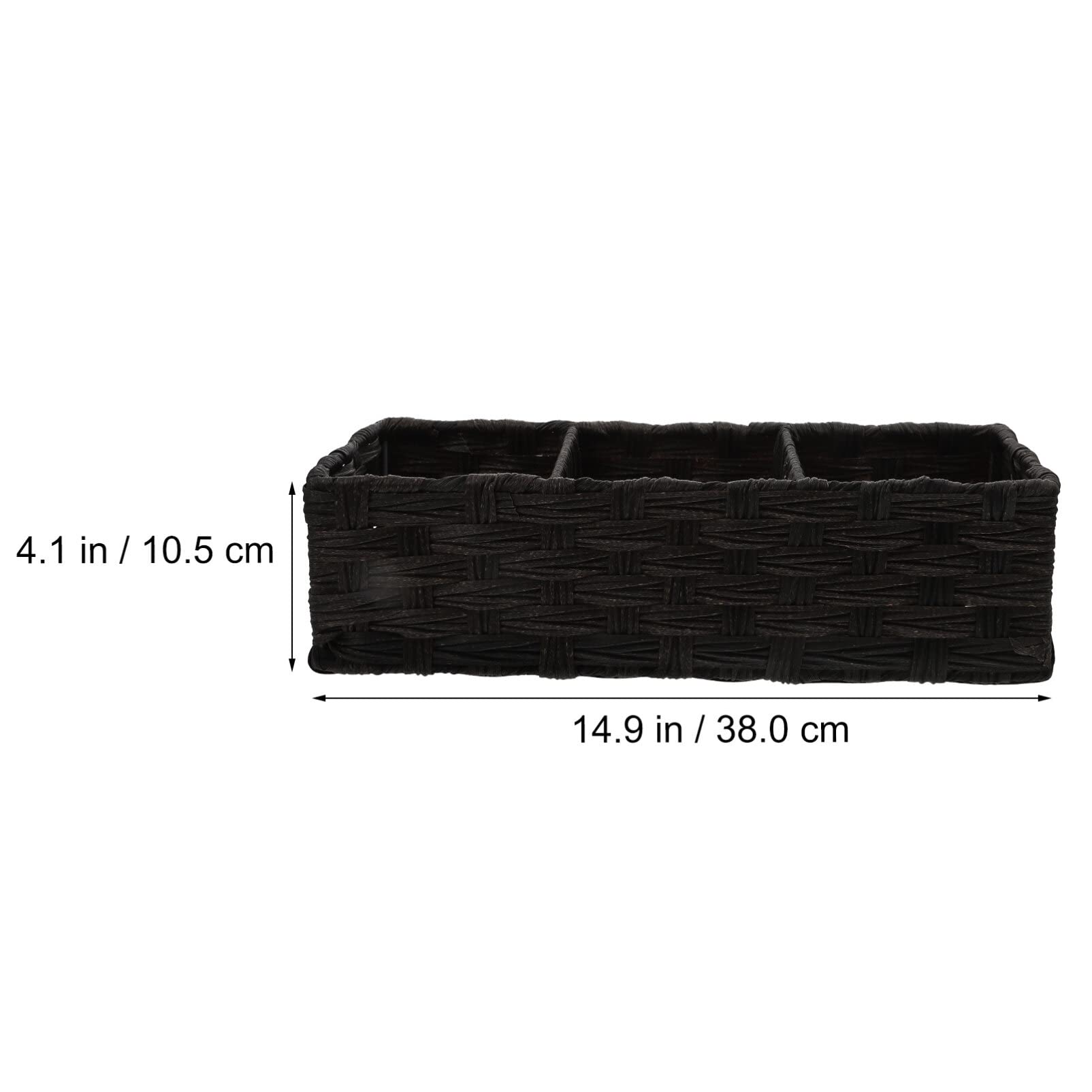 Luxshiny 1pc Straw Storage Box Toilet Tank Baskets Wicker Basket Divided Black Woven Storage Basket Small Over Toilet Organizer Bedroom Accessory Cattail Grass To Weave Storage Tray