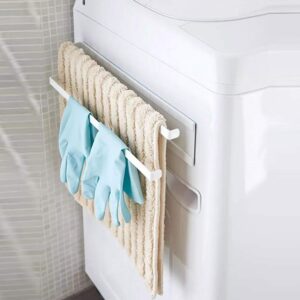 Magnetic Towel Holder,Space Saving Wall Mounted Towel Rack No-Drilling Double Bath Towel Bar for Bathroom Kitchen(White)