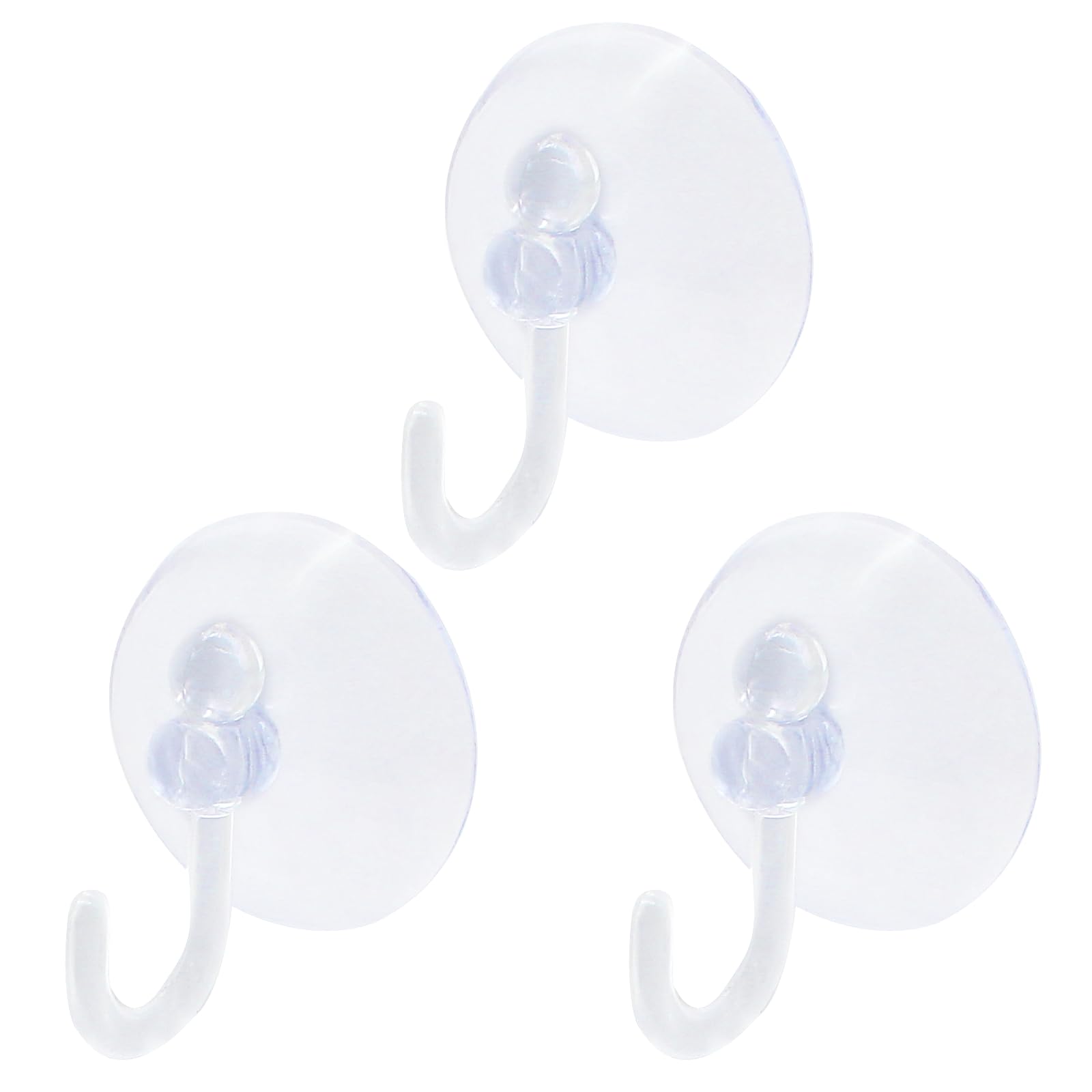 Kyuionty 30 Pack Suction Cup Hooks, Clear Plastic Suction Cups Wall Hooks Transparent Reusable Suction Cups Sucker Pads Hooks for Glass Window Wall Bathroom Shower Kitchen (30mm)