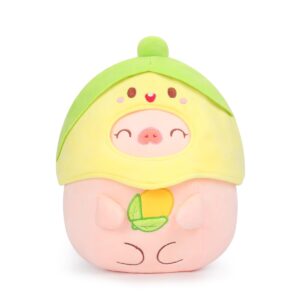 aixini cute corn pig plush pillow 10" piggy stuffed animal, soft kawaii pig plushie with food outfit costume, hugging plush squishy pillow toy for kids