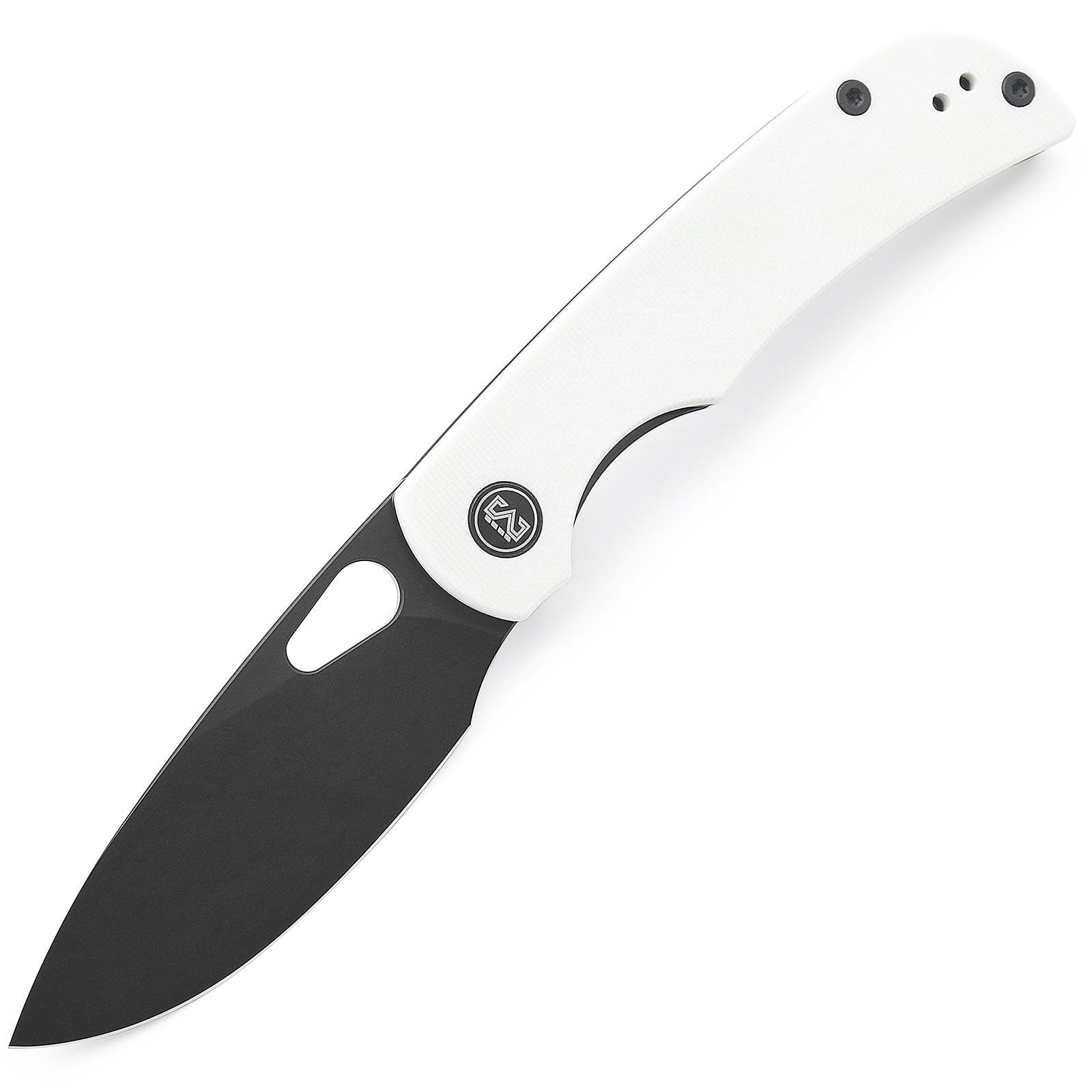 Miguron Knives M Moyarl Pocket Folding Knife,3.25" Black PVD 14c28n Blade White G10 Handle With Titanium Pocket Clip,Camping Hiking Knife MGR-806WH