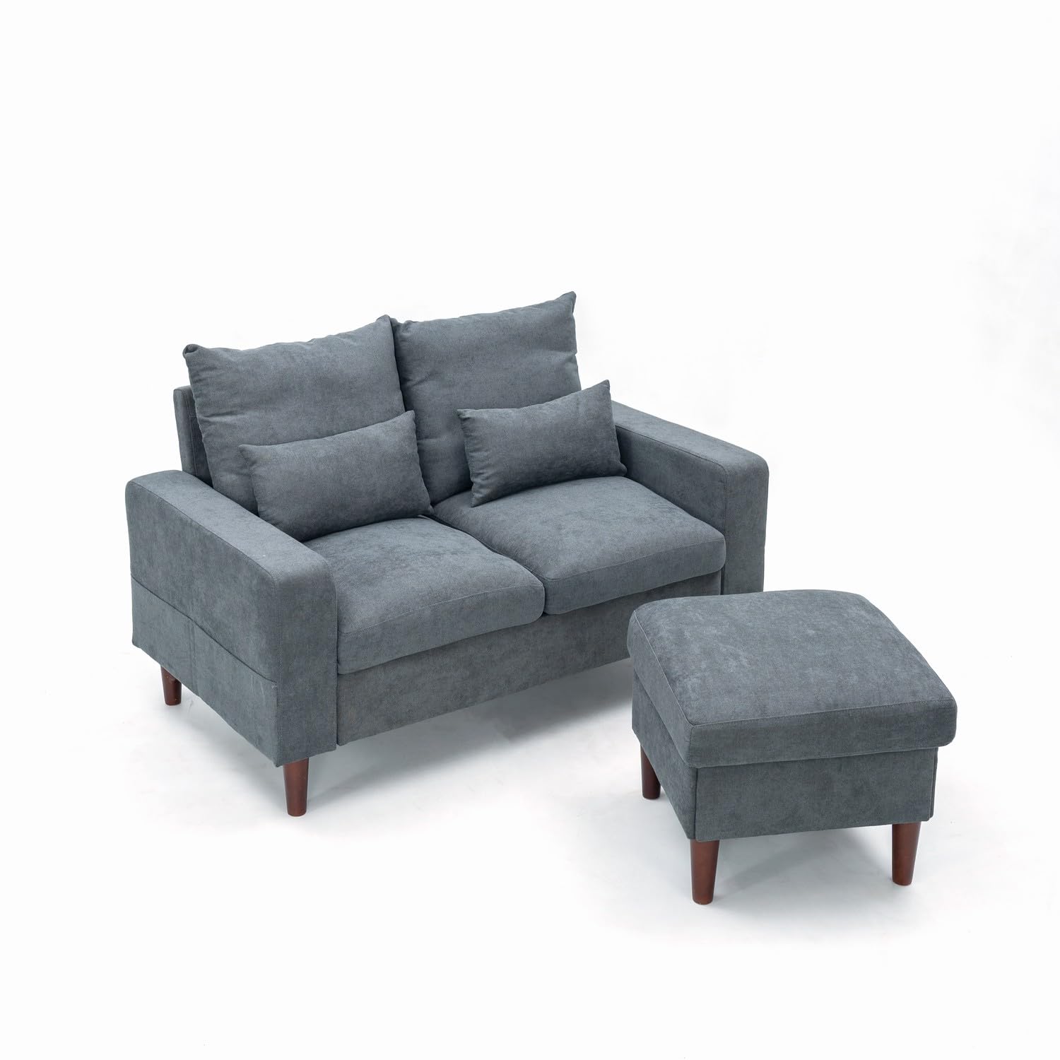 Panana Loveseat 2 Seat Sofa Couch with Ottoman Footstool, Small Corner L Shaped Sofa for Living Room Office,Tool-Free Assembly in Gray