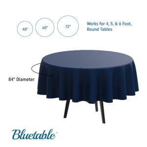 Navy Blue Plastic Tablecloth Round Disposable (12 Pack) Bulk - Ultra Heavy Duty Table Cloth (84” Inches) 4, 5, or 6 Foot Round Tables (Manteles para Fiestas) Blue Party Tablecloths [12 Pack]