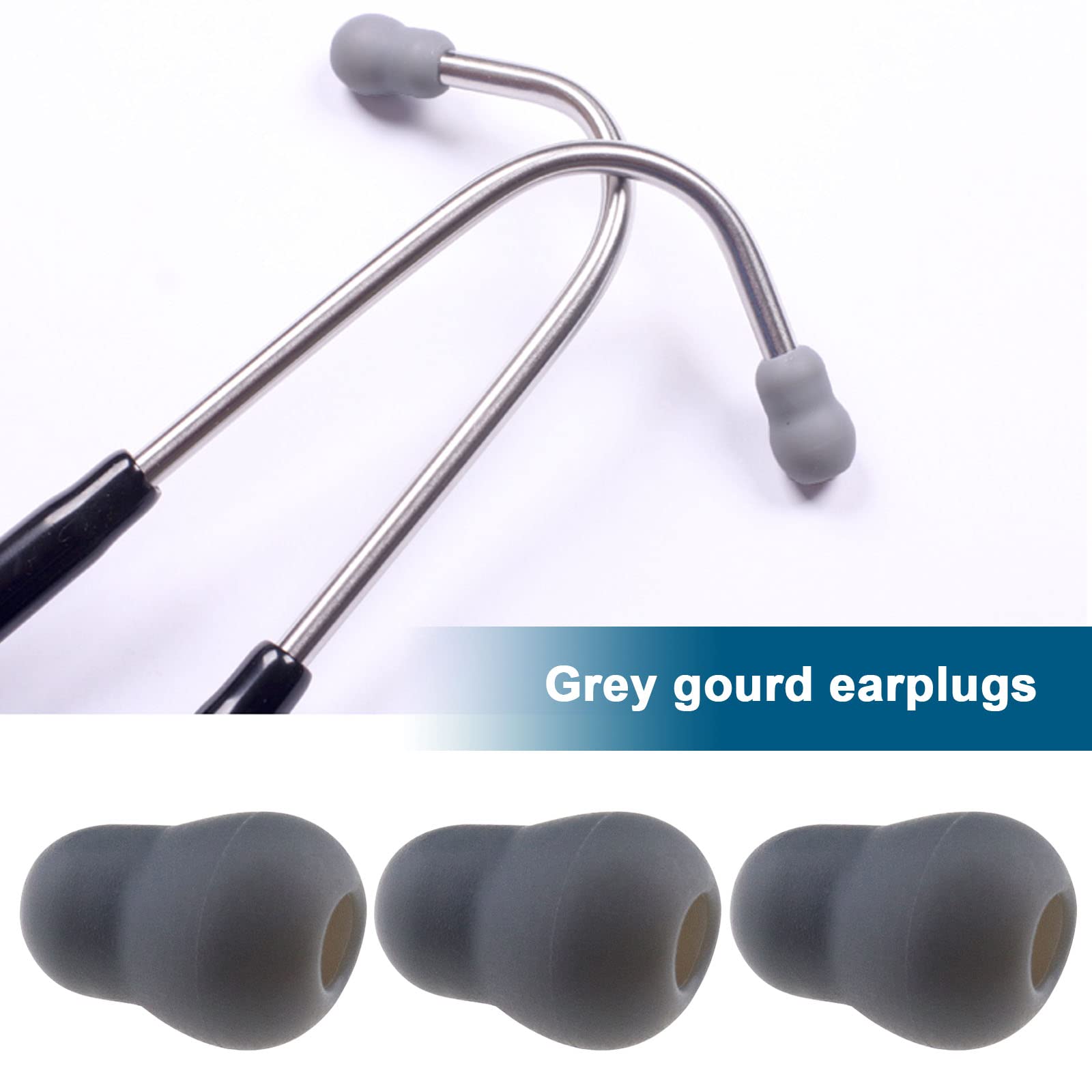 eMagTech 20Pcs Soft Earplug Replacement Silicone Ear Plugs Comfortable Noise Cancelling Ear Plugs Accessories for Stethoscope Grey