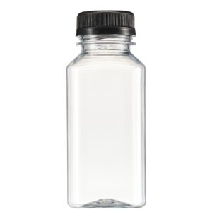 Comfy Package [8 oz. - 25 Count Reusable Plastic Juice Bottles With Caps, Labels, Brush, and Silicone Funnel - Clear plastic Bottles with Caps, Juice Containers with lids, for All Beverages