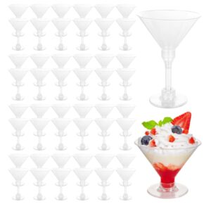 acrux7 50 pack plastic martini glasses, 5 oz clear disposable cocktail glasses, plastic margarita glasses for weddings, parties, birthday, champagne, appetizers, cake, desserts