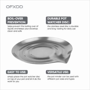 Pot Minder - Boil Over Preventer Disc - Stainless Steel Pot Watcher Disc for Stopper to Safeguard Your Cooking with Boil Control Technology, for Milk, Pack of 3, OFXDD