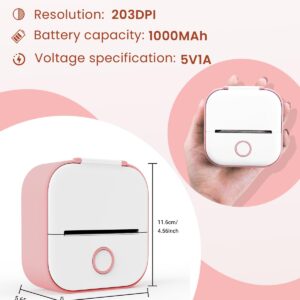 LabelCreate Portable Pocket Thermal Printer,T02 Mini Sticker Maker Printer,Portable Wireless Bluetooth Photo Printer for DIY Journal, Notes,Memo, Pink