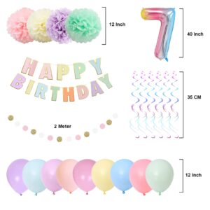 BRT Bearingshui 7th Birthday Decorations, 40 Inch Rainbow Gradient Number 7 Balloon, 7th Birthday Balloon, Happy Birthday Banner, Children’s 7th Birthday Party Supplies for Kids