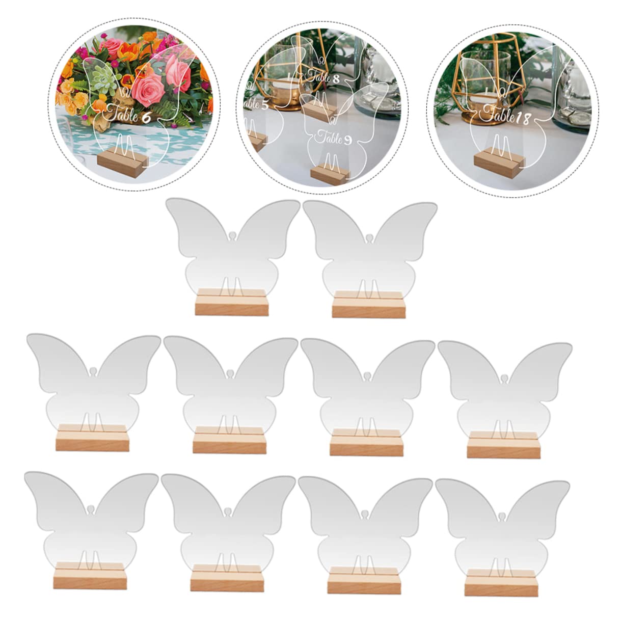 10 Sets Butterfly Seat Card Acrylic Transparent Table Three-Dimensional